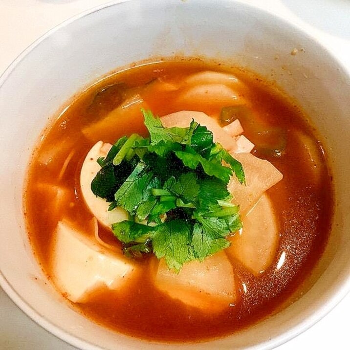 大根とハムの即席絹豆腐チゲ